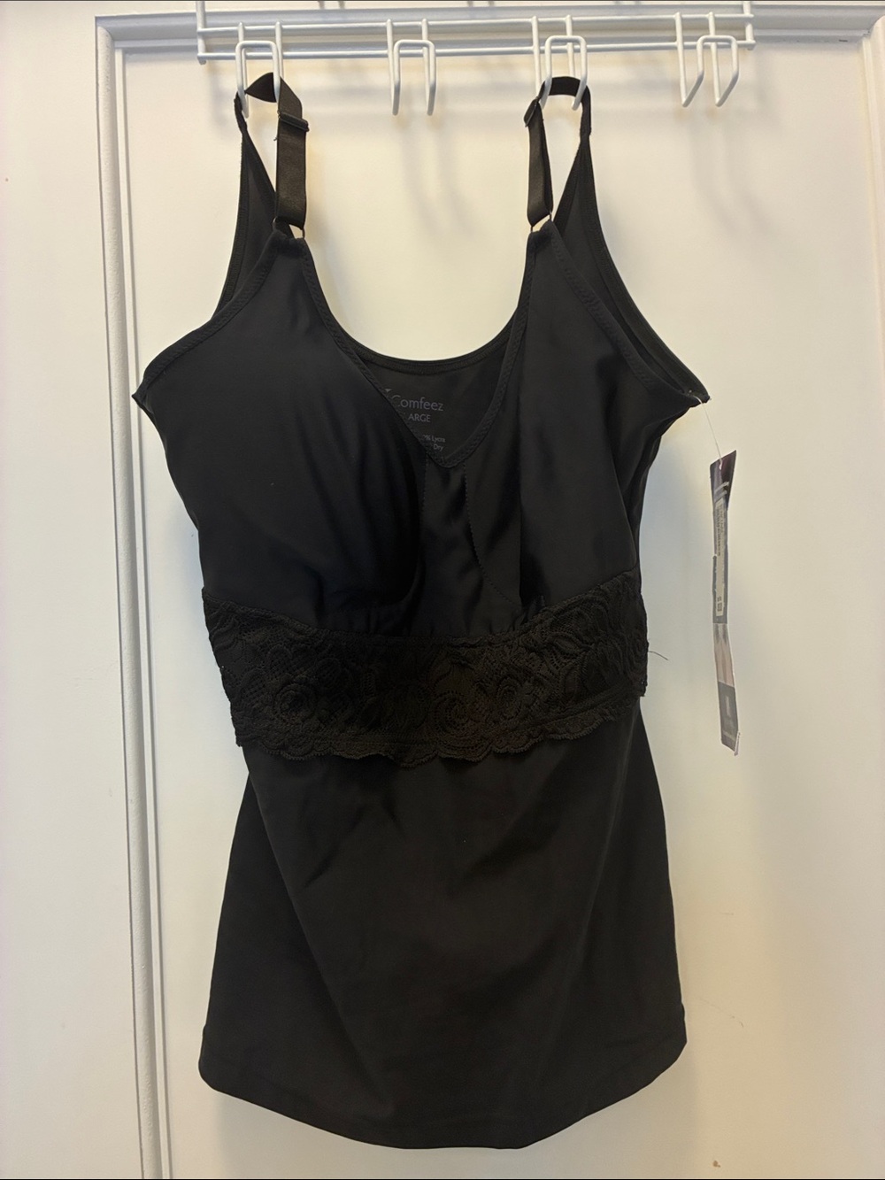 NWT Shapeez Comfeez Tankee Long Back Smoothing Cami Top Black Large👵MT